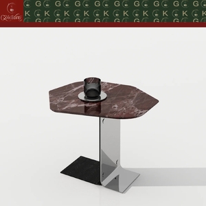 Table d'appoint de salon d'angle GOLDKING en marbre noir avec plateau octogonal asymétrique et base en acier inoxydable – Vente directe OEM/ODM - Product Image 6