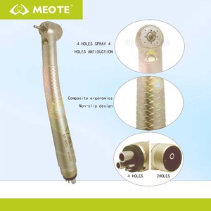 Manipolo ad Alta Velocità Meite Medical <span class=keywords><strong>Dental</strong></span> MAX <span class=keywords><strong>Plus</strong></span> con Cuscinetto in Ceramica, Pulsante a Pressione, Titanio, 4 Spray d'Acqua, 4 Antisuzione, Turbina ad Aria - Product Image 3