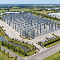 Bâtiment préfabriqué d'entrepôt de stockage en panneaux sandwich PIR en acier EN S355 de grande taille intégré à un bureau