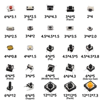 Kit Surtido DIY SMD DIP 2*4 3*6 4*4 6*6 12*12, 125 Piezas, 25 Tipos/lote, Microinterruptores, Botones Pulsadores, Interruptores Táctiles, Mini Interruptores de Hoja de Reinicio