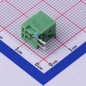 KF2EDGR-2.54-2P Plug-in Terminal Block Bent Lead Through Hole,P=2.54mm Board-to-Board / Socket - Closed 1x2P 2.54mm Green - Product Image 1