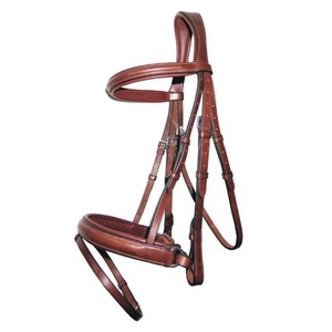 Licou de cheval en cuir confortable et durable avec bride à point fantaisie rembourrée pour logo/motif en relief de course pour l'équitation équestre - Product Image 2