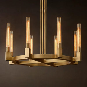 Rustic Copper Hanging Pendant Lights Villa Living Room Glass Candle Retro Industrial Brass chandelier - Product Image 5