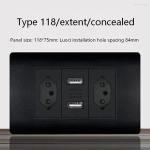 Interruptor de pared eléctrico estándar brasileño de 20A con enchufe y toma de corriente con USB Tipo-C 118, enchufe de pared con lámpara. - Product Image 4