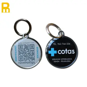 <span class=keywords><strong>Collar</strong></span> de cuero auténtico personalizado para mascotas, etiqueta de identificación para perro, antipérdida, código QR, etiqueta de <span class=keywords><strong>Metal</strong></span> para mascotas - Product Image 1