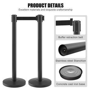Nouveau design 2026 – Barrière de contrôle de foule robuste de 2 m pour concerts, poteaux de guidage noirs pour files d'attente - Product Image 3