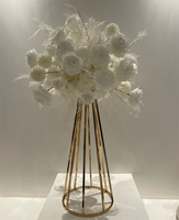 Décoration de table Zhuoyun à prix avantageux, support à fleurs en métal doré, argenté et blanc, centre de table pour mariage