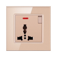 Prise à trois trous avec interrupteur en verre trempé, norme internationale AC220V-250V 13A, avec SDK