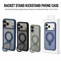 Casing HP Akrilik Bentuk Raket Populer dengan Stand Logam, Proteksi 360 Anti-Sidik Jari untuk 18 Pro Max 18 Pro 17 Air