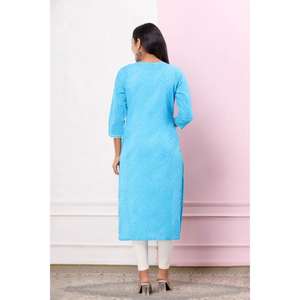 Elegante conjunto de Kurta hecho a mano para mujer cómodo traje de algodón con pantalón y Dupatta Casual Ropa Étnica Kurta en precio al por mayor - Product Image 2