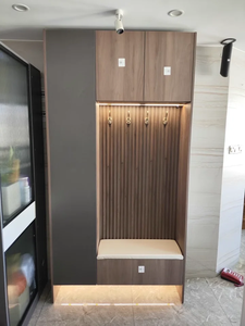 Meuble de rangement autoportant pour chaussures, personnalisable, modulaire, étanche, durable, en bois, avec 5 étagères et miroir intégré, pour entrée et rénovation de maison - Product Image 4