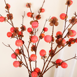 ดอกไม้ประดิษฐ์รูปผลไม้ลูกพลับจำลองยี่ห้อ Qihao ทำจากโฟม 8 หัว ทรงกลม สำหรับตกแต่งบ้านในเทศกาลตรุษจีน - Product Image 2