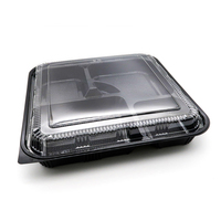 Récipient en plastique de haute qualité Boîte à lunch rectangulaire d'emballage alimentaire jetable à emporter écologique avec couvercle transparent