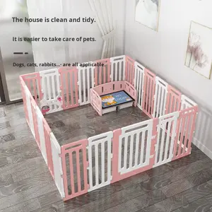 90Cm Hoge Indoor Plastic Grote Hondenhok Effen Patroon Huisdieromheining Voor Middelgrote Grote Honden Opvouwbare Box Afneembare Kooi Met Deur - Product Image 1