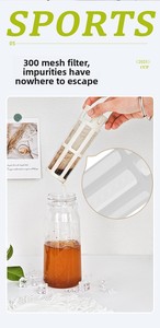 Vaso para Café Frío <span class=keywords><strong>y</strong></span> <span class=keywords><strong>Agua</strong></span> de Tritán, Resistente a Altas Temperaturas, Ecológico, Libre de BPA, <span class=keywords><strong>con</strong></span> Tapa, Separación de Té <span class=keywords><strong>y</strong></span> <span class=keywords><strong>Agua</strong></span>, Portátil - Product Image 4