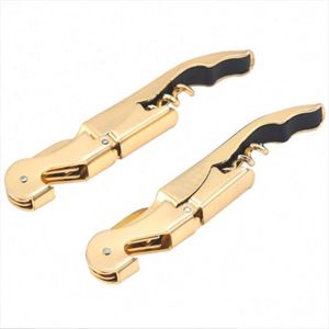 Custom Logo Wine Accessory Tool Metal 2 Step Gold Customize Red Wine Key Waiter <b>Cork</b> <b>Bottle</b> Corkscrew Wine Opener - Product Image 1