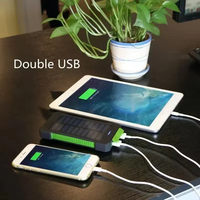 Banco de Energía Solar Portátil de 20,000 mAh, Cargador de Emergencia para Exteriores, Impermeable, con Luz LED, Carga Rápida USB, PVC