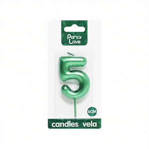 Vela de Cumpleaños Número 5 Verde Party Love de 6 cm - Product Image 1