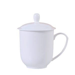 Taza de Té de Cerámica con Tapa y Borde Dorado, para Oficina, Hotel, Reutilizable, Regalo Empresarial - Product Image 4