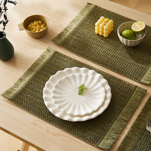 Natural Woven <b>Paper</b> Placemats Heat Insulating Round Solid Color Decorative Mats For Table Setting - Product Image 2