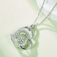 Moissanite kalung perak S925, perhiasan liontin bentuk hati potongan bulat kalung wanita