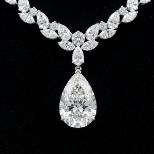 80CT Pear & Marquise Lab Grown Diamond <b>Necklace</b> 14K White Gold E VS1 IGI Certified <b>Statement</b> Pendant Lariat Tennis <b>Necklace</b> - Product Image 1