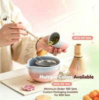 Nouveau design, kit matcha dégradé couleur rivière, fouet en bambou, cuillère, support Chasen pour matcha