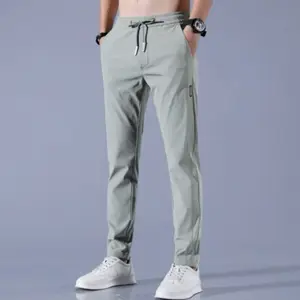 Summer Breathable Casual Slim Straight Ice Silk Trousers Sports Pants For Men