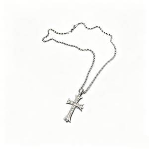 Collar con Colgante de Cruz de Acero Inoxidable con Circonitas, Cadena de Cuerda, Joyería Hip Hop Unisex para Hombre y Mujer - Product Image 1