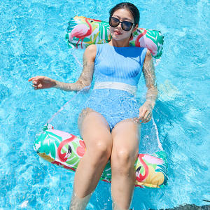 Cama flotante inflable SwimJoy con diseño de flamenco y malla, tumbona para adultos y niños, silla de piscina con diseño de drenaje. - Product Image 4