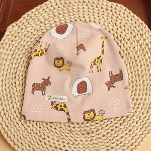 Cappello da bambino primavera autunno sottile monostrato cappello da bambino in cotone lavorato a maglia in cotone traspirante bandane etniche stampate con motivo animale dei cartoni animati - Product Image 3