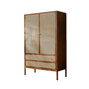 Armario de Dormitorio Moderno de Madera de Ratán con Almacenamiento de Doble Puerta <span class=keywords><strong>para</strong></span> <span class=keywords><strong>Abrigos</strong></span> y Sombreros - Product Image 5