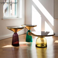 Nordic Couchtisch Basse Round Side Coffes Ensemble De Table Fin Mesa De Centro De Luxe Moderne Bell Table Basse En Verre pour Salon