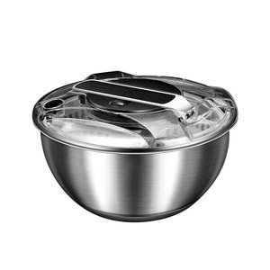 Stainless Steel Salad Spinner Bowl Manual Spin Dryer Kitchen Vegetable Washing Basin Dishwasher Safe - Product Image 1