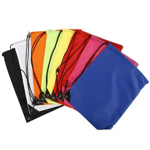 Custom small polyester drawstring bags sport nylon bag backpack nylon polyester drawstring bag with zipper