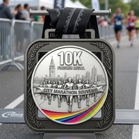 Médaille de marathon personnalisée en métal, émail 3D souple, récompense de course avec ruban, souvenir pour les participants.
