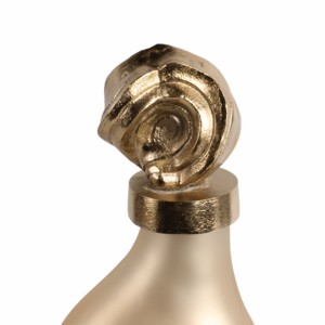 Vaso a forma di bottiglia con decorazione superiore scolpita in metallo dorato, vaso decorativo per fiori per soggiorno, camera da letto, ufficio, tavolo - Product Image 6