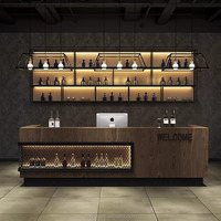 Personnalisé Nouveau Design Longue Haute Moderne À La Mode Dalle De Bois Table De Bureau Restaurant Comptoir De Bar