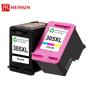 HESHUN 305XL HP Color Remanufactured Black Refilling Ink Cartridges For HP Deskjet Ink HP305 2300 2710 2700 Printer HpInkjet