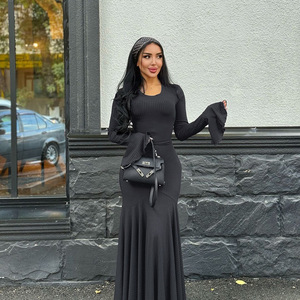 Instagram famoso abito da sirena dimagrante a lunghezza alta Casual con maniche a campana FallWinter in stile dominio - Product Image 2