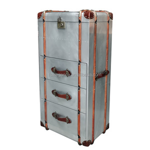 Luxury Wine Display Sideboard showcase Bedside Aluminum Kitchen Leather <strong>Rustic</strong> Trunk Side Table Corner <strong>Cabinet</strong> - Product Image 1