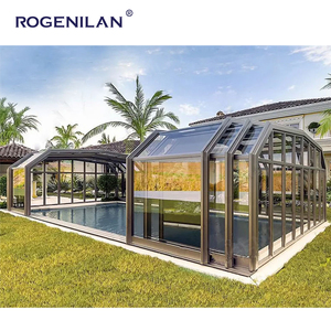Système d'enclos de <span class=keywords><strong>piscine</strong></span> personnalisé Rogenilan, véranda rétractable automatique, serre coulissante en aluminium et verre - Product Image 3