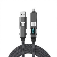 Kabel Pengisian Daya Cepat Sinkronisasi Data 4 in 1 dengan Fitur Pemutus Otomatis, Daya 100W 3A, Tahan Lama, dan Desain Pipih untuk Power Bank Mobile
