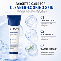 Nettoyant Purifiant Exfoliant Doux à l'Acide Salicylique, Niacinamide et Extrait d'Arbre à Thé pour le Visage, Contrôle du Sébum
