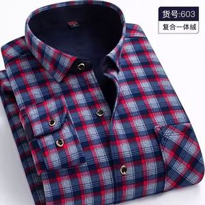 <b>Men</b> Autumn Winter Fleece Warm Shirts <b>Long</b> <b>Sleeve</b> Plaid Lapel Button Wholesale <b>Men's</b> Shirt <b>Tops</b> Fashion Casual Shirt - Product Image 5