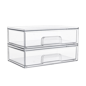 Rõ ràng cao Acrylic lưu trữ ngăn kéo Stackable Vanity Organizer cho phòng tắm và nhà bếp tổ chức nhà đựng thức ăn khuôn - Product Image 3