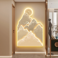 Art déco, peinture murale lumineuse LED, décoration intérieure, peinture pour salon, fond de mur, plaque en cristal de carbone, paysage de montagne