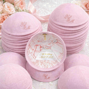 Vente en gros <span class=keywords><strong>de</strong></span> Kippa Yarmulke Judaica à 4 panneaux en lin respirant avec broderie personnalisée, pour Bar Mitzvah et Mariage <span class=keywords><strong>Juif</strong></span>, Fournisseur <span class=keywords><strong>de</strong></span> logos personnalisés - Product Image 6