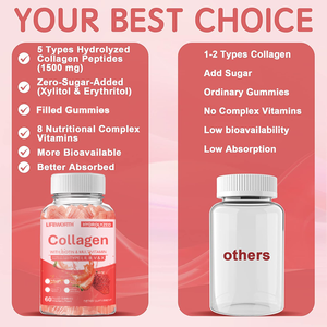 LIFEWORTH Biotin Vitamins Hydrolyzed <strong>Collagen</strong> Peptide Filled Gummies for Hair Skin and Nails - Product Image 4