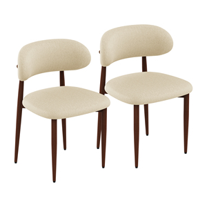 Ensemble de 2 chaises de salle à manger modernes et durables en tissu de lin écologique, dossier capitonné, rembourrage en mousse, pieds en bois, fauteuils inclinables manuels pour salon - Product Image 1